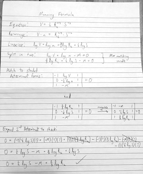 Manning formula as a determinant