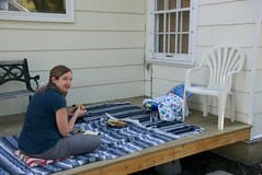 Having a Picnic On Our Deck