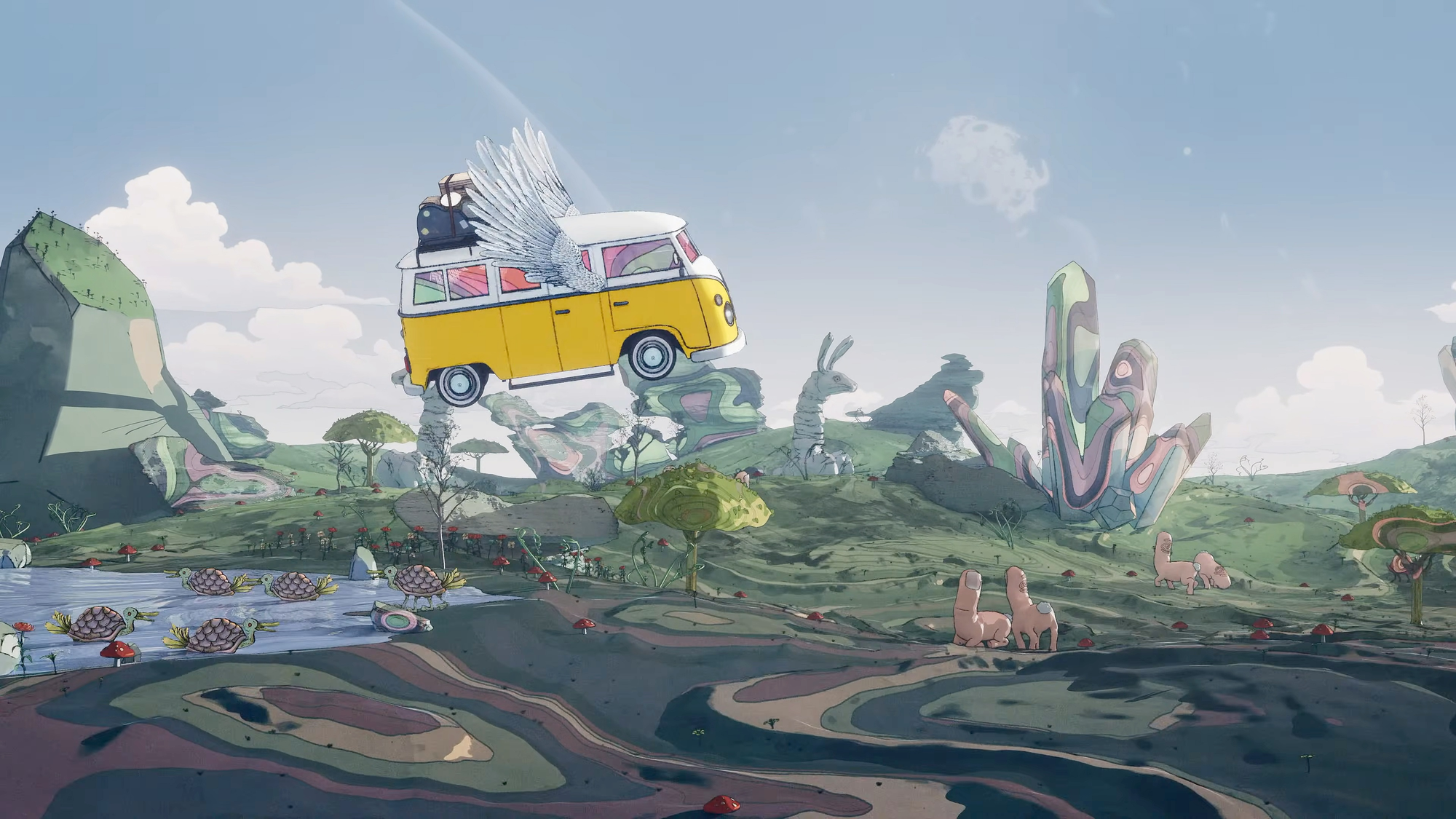 Screengrab from Apple's VW bus cartoon animation from the WWDC keynote