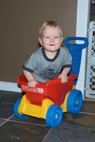 Riding in his Wheel Barrow