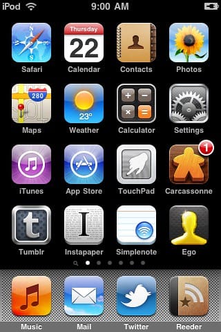2010-07 iPod touch Home Screen