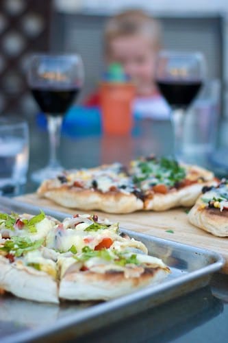 Yummy BBQ'd Veggie Pizza and Wine