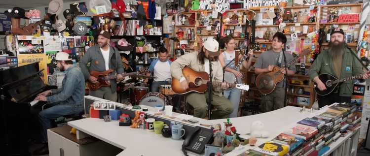 Noah Kahan and his band on Tiny Desk Concert