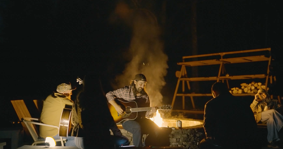 Screengrab from the Noah Kahan music video for Dan Fire Tower session