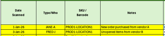 A field for scan notes