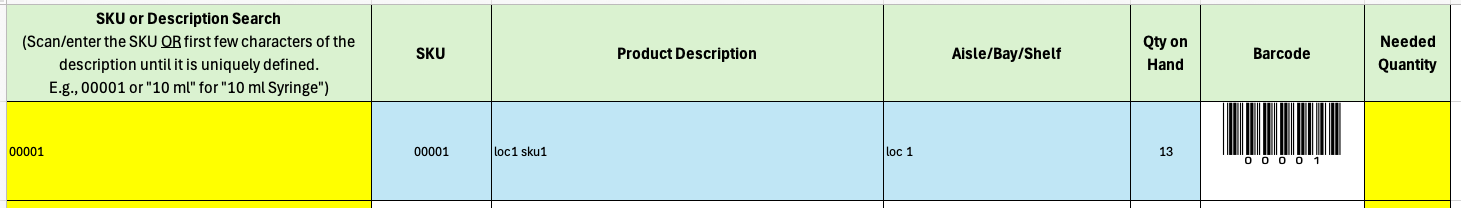 Image of an order form