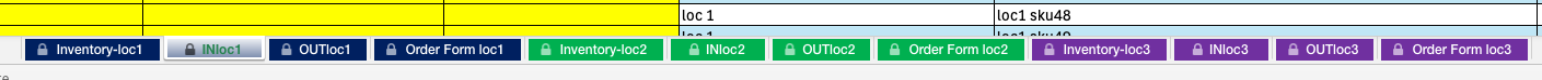 Screen capture of IN and OUT tabs