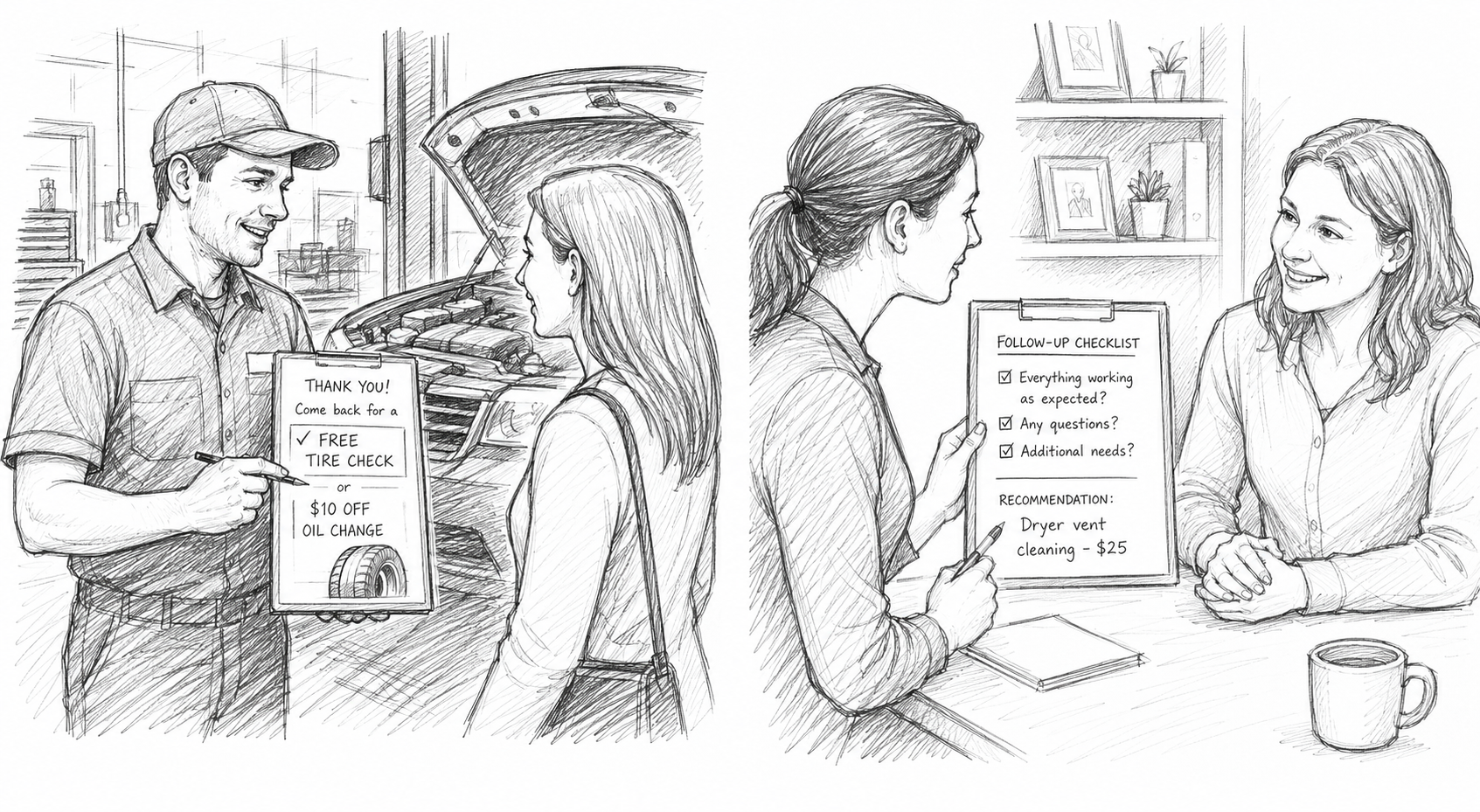 Image of customers being offered discounts to return to a store