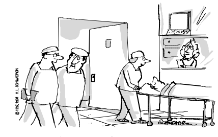 Patient being wheeled on a table
