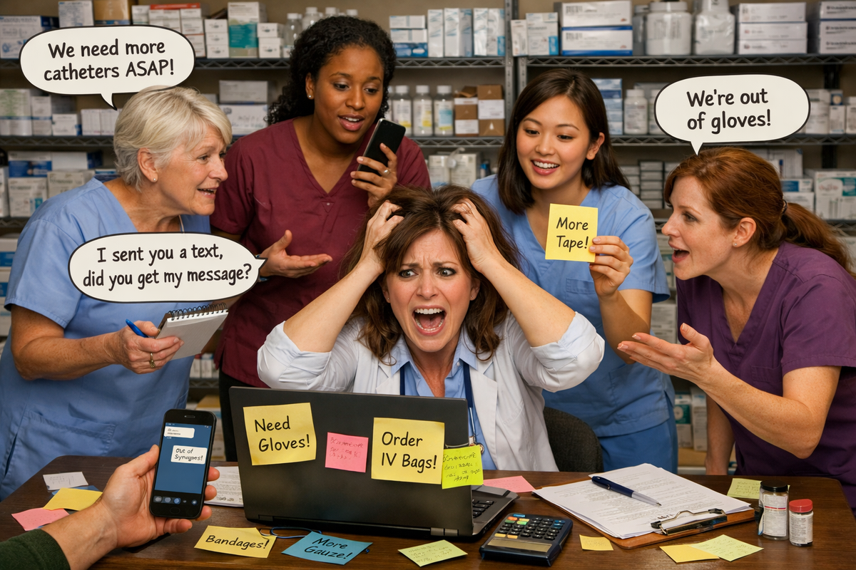 Picture of 5 people struggling over inventory management