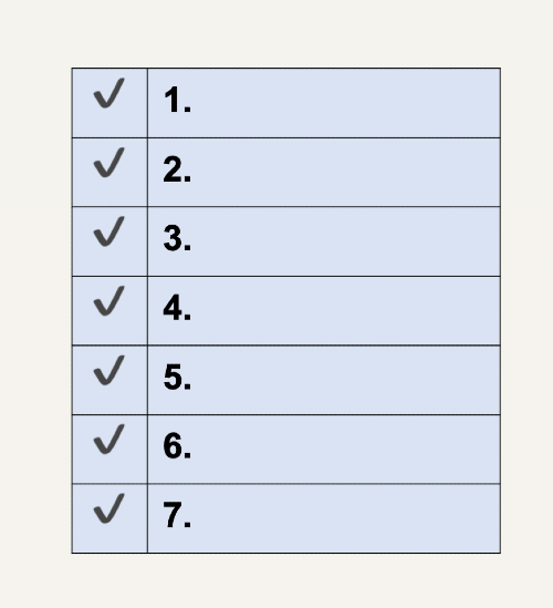 Image of a checklist with 7 items