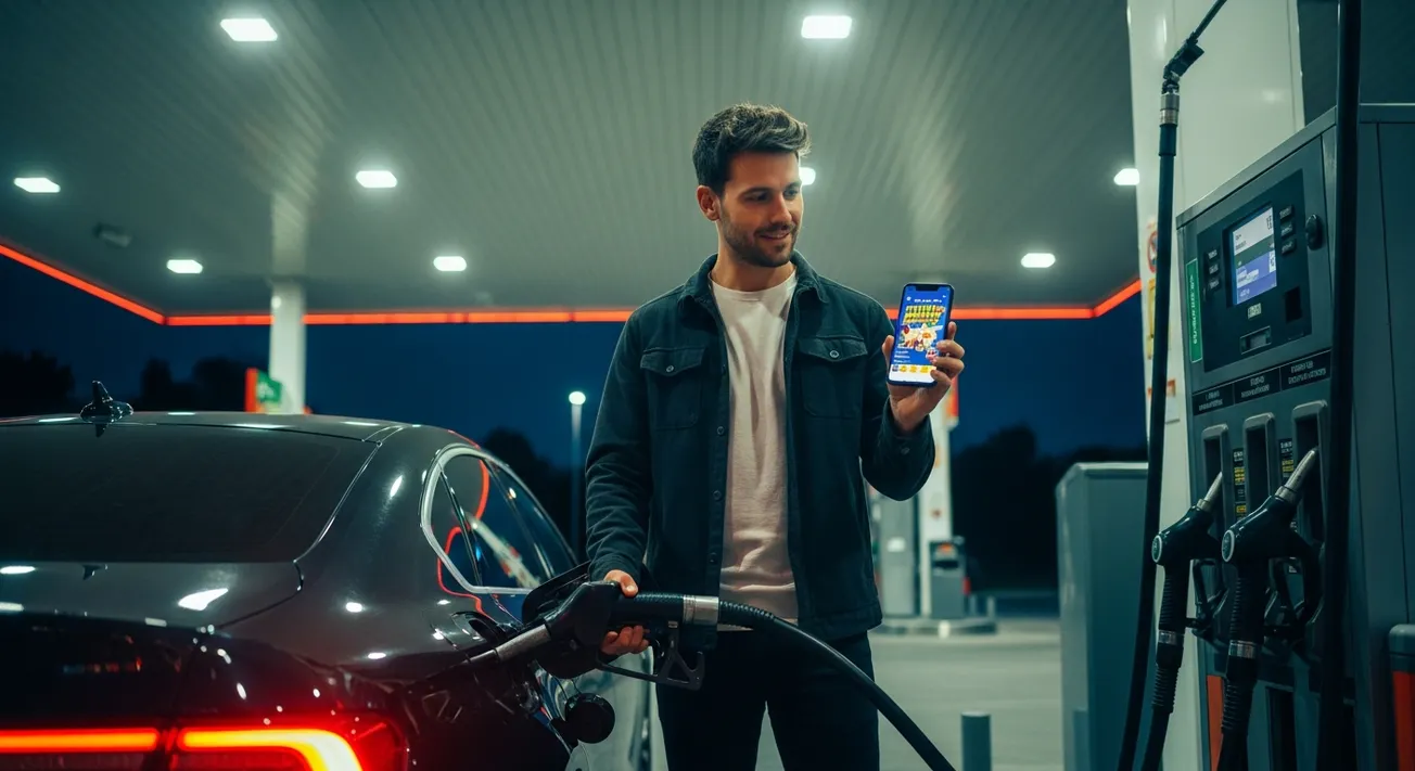 Man in geel overhemd werkt met tablet aan bureau met stapels papier, panoramisch uitzicht op stad