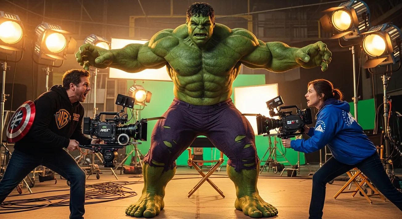 De Hulk scheidt Warner Bros en Paramount filmmakers uit elkaar op een filmset