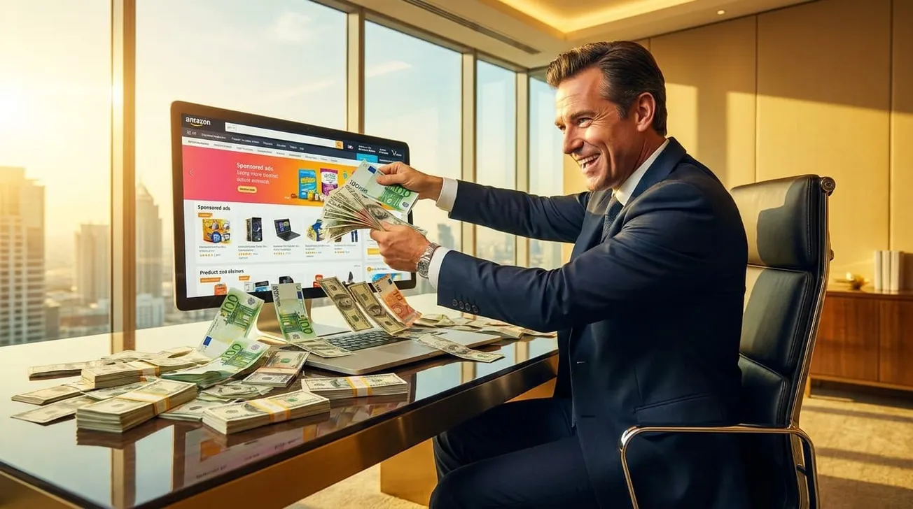 Amazon CEO haalt geld uit laptop vol advertenties