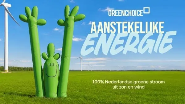 Greenchoice campagne Aanstekelijke energie — groen karakter met windmolens