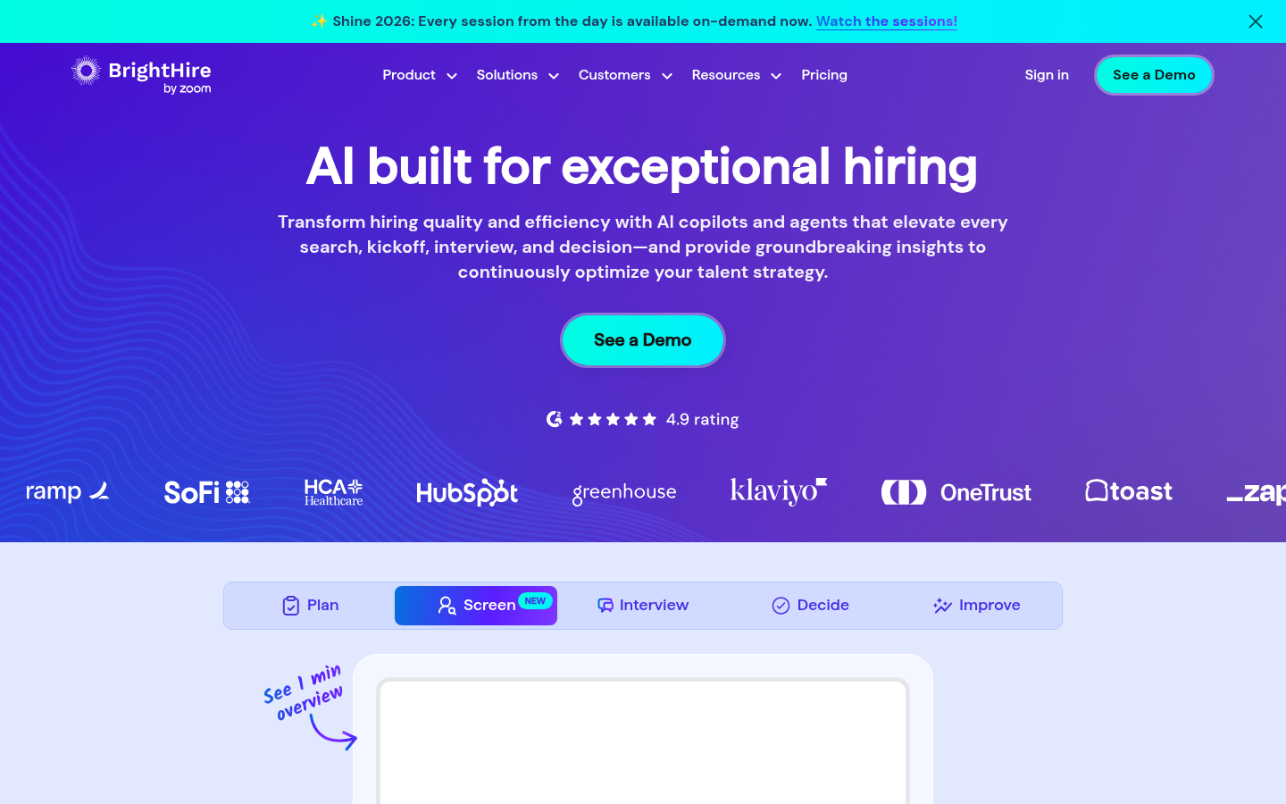 BrightHire interview intelligence platform homepage