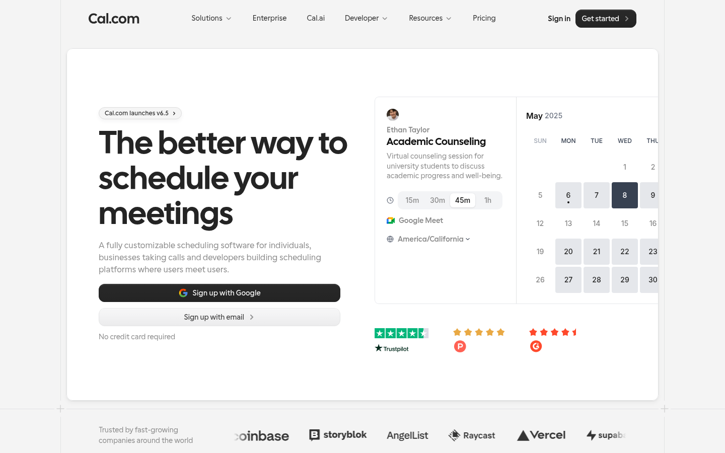 Cal.com scheduling software homepage