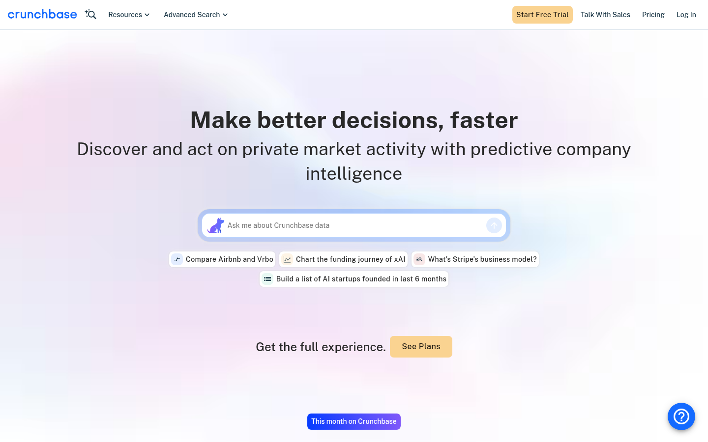 Crunchbase company and investor intelligence platform