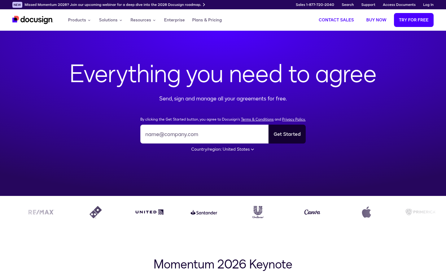 DocuSign electronic signature and agreement management platform