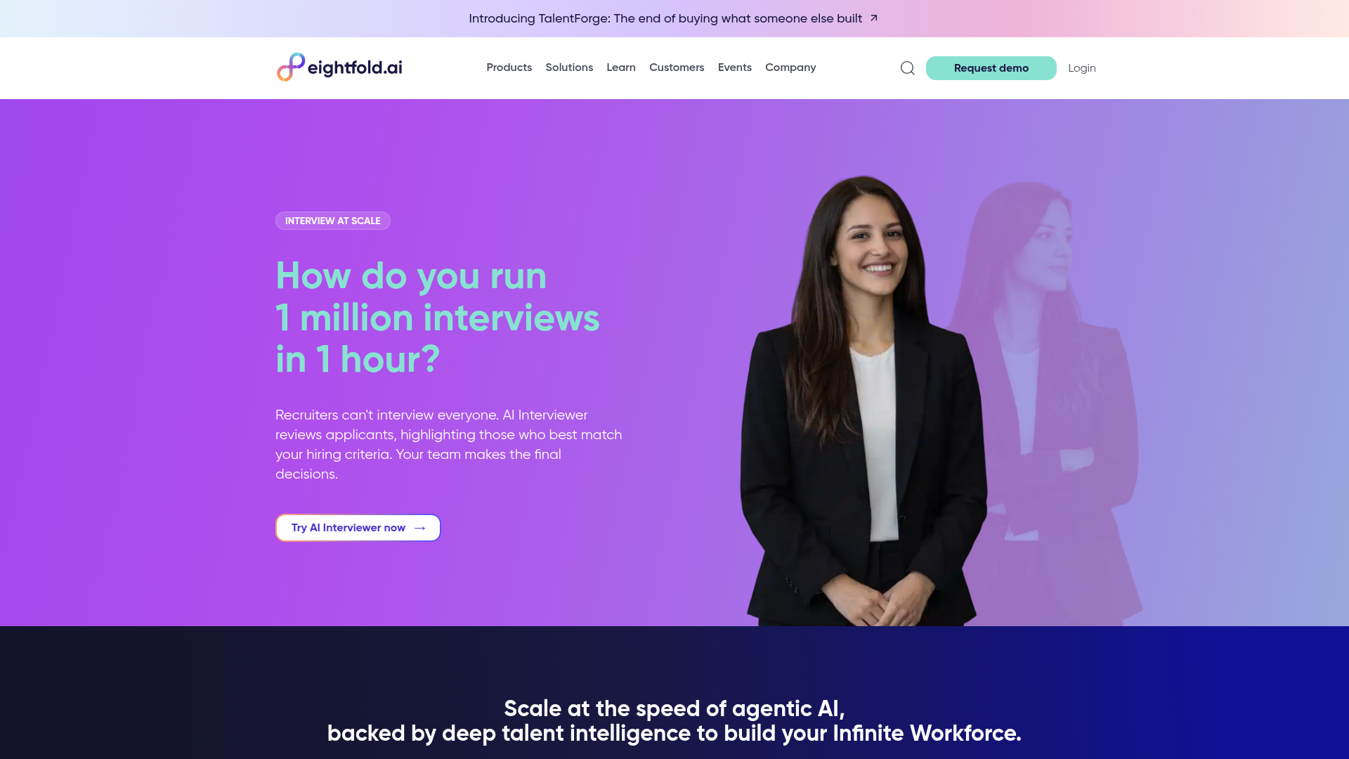 Eightfold AI talent intelligence platform homepage for talent acquisition and management