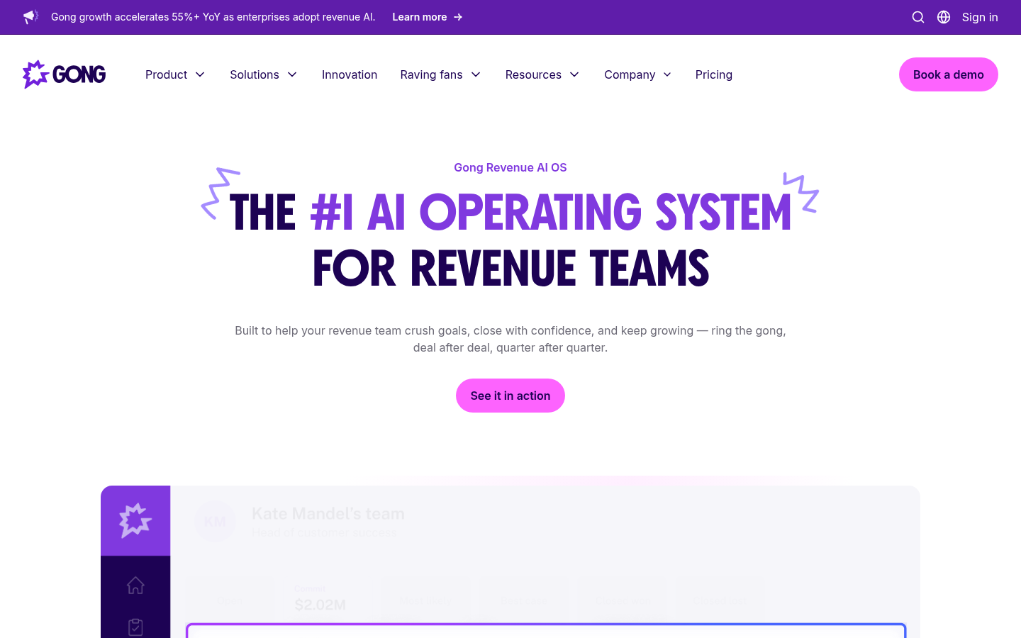 Gong Revenue AI OS for sales teams