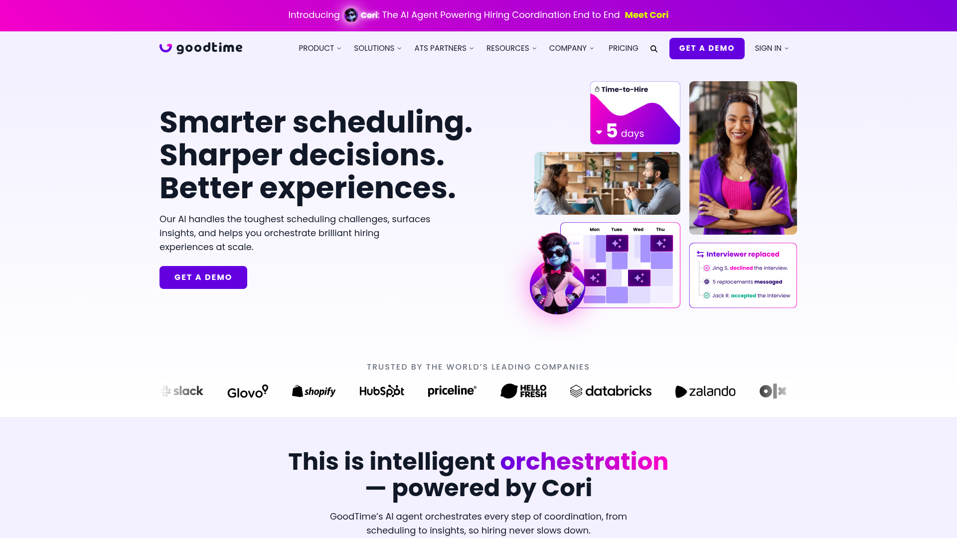GoodTime smarter interview scheduling and coordination homepage