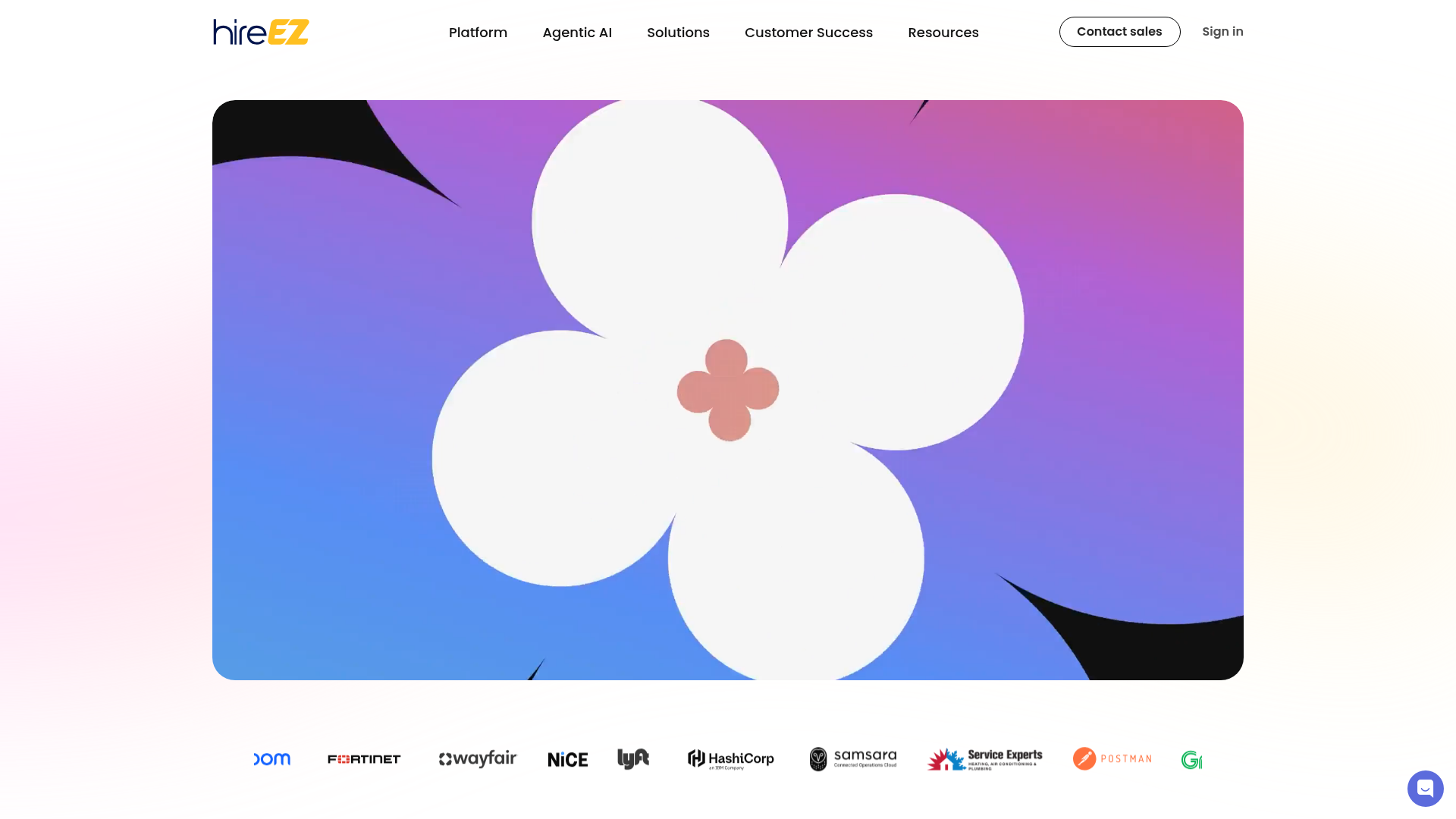 hireEZ Agentic AI Recruiting Platform homepage with AI sourcing and outreach