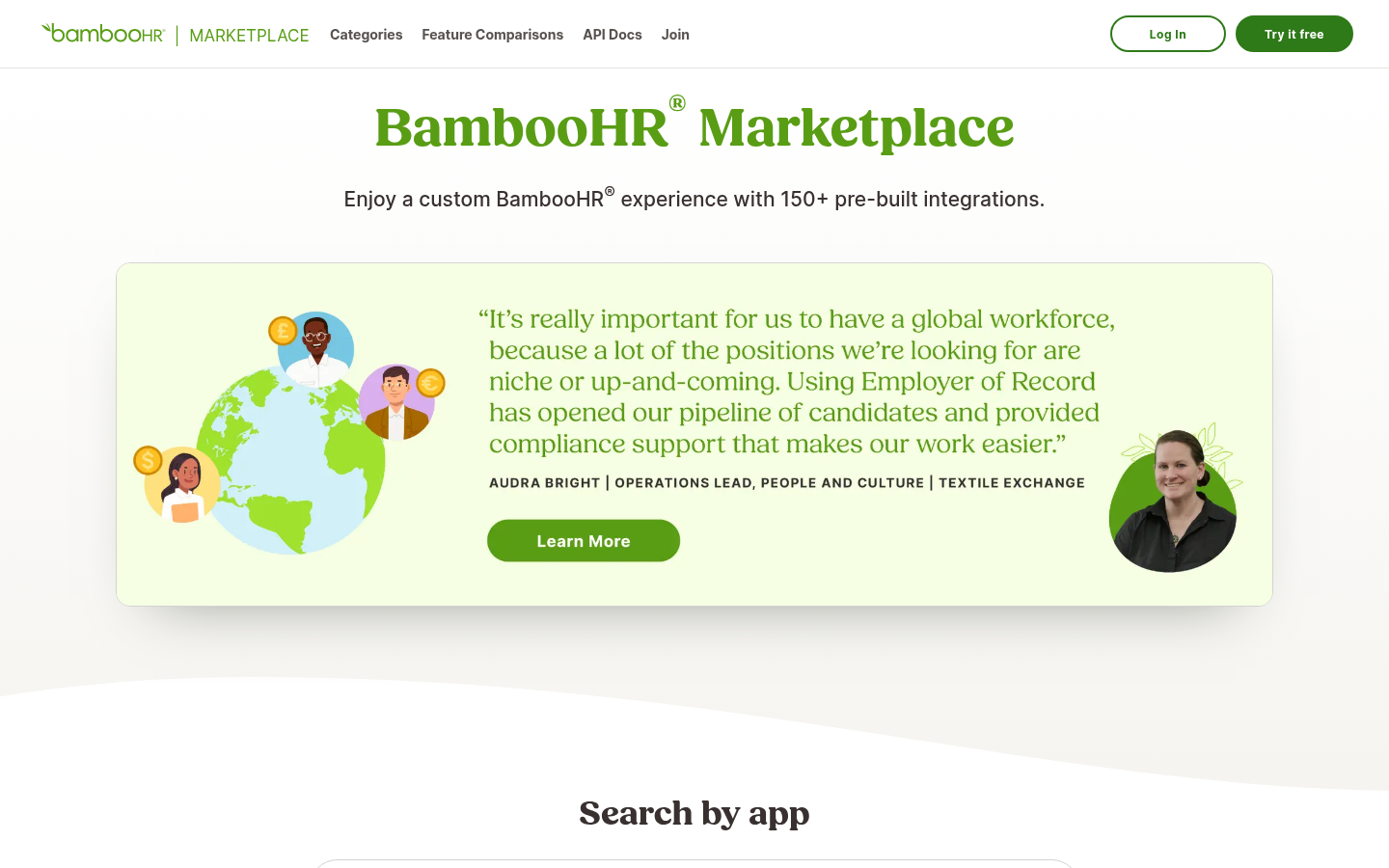 BambooHR integrations marketplace representing the modern HRIS-ATS sync pattern