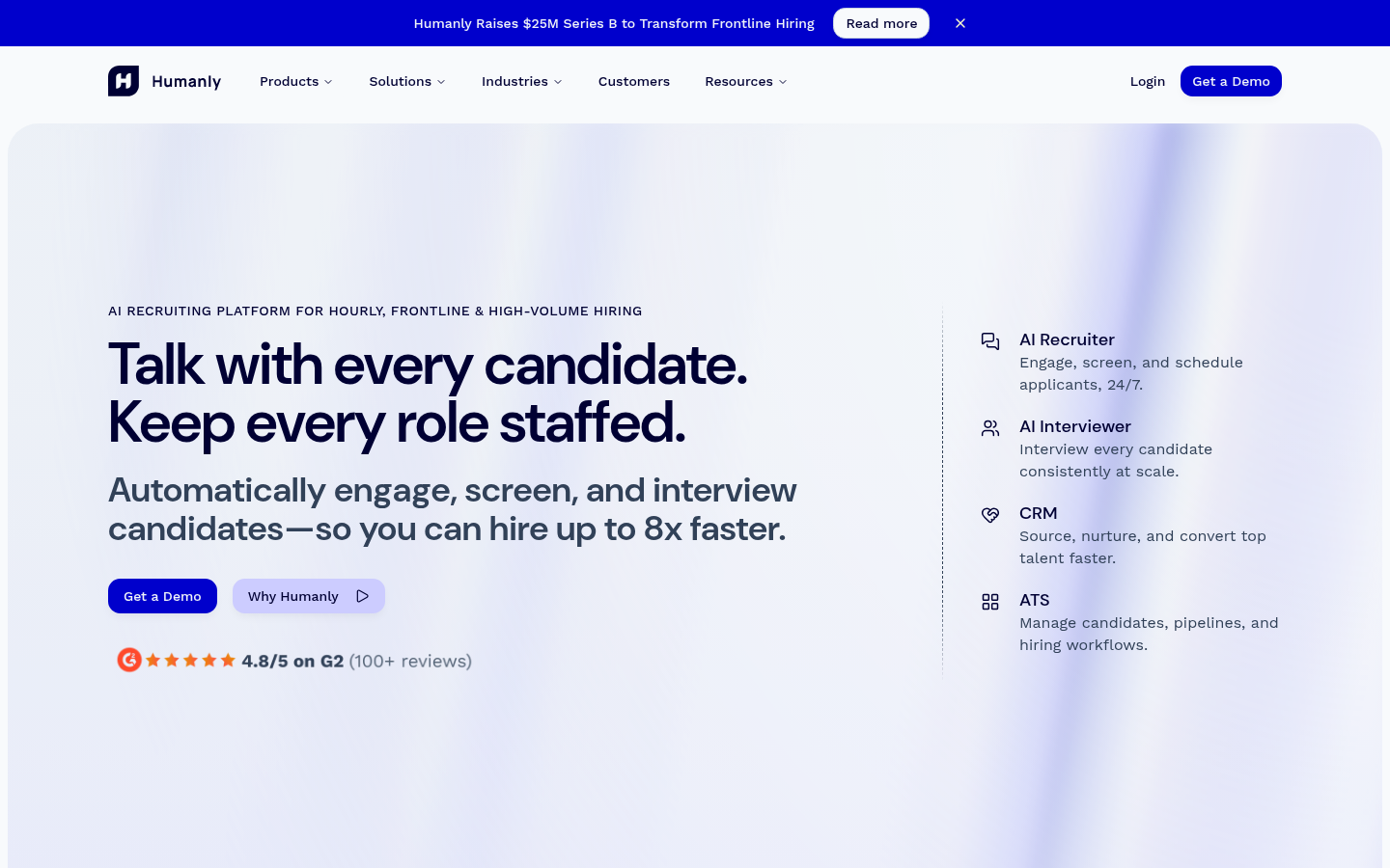 Humanly conversational AI recruiting platform