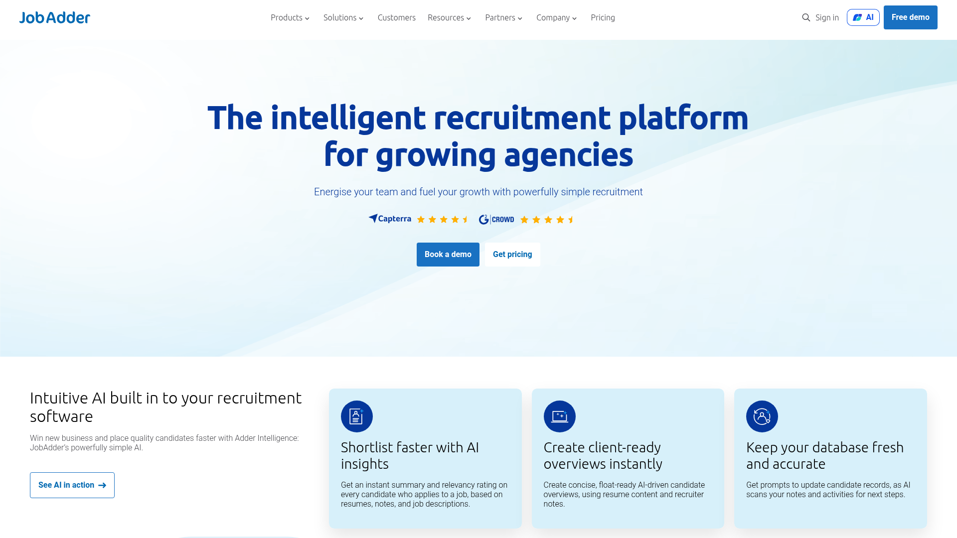 JobAdder recruitment software homepage built by recruiters for recruiters