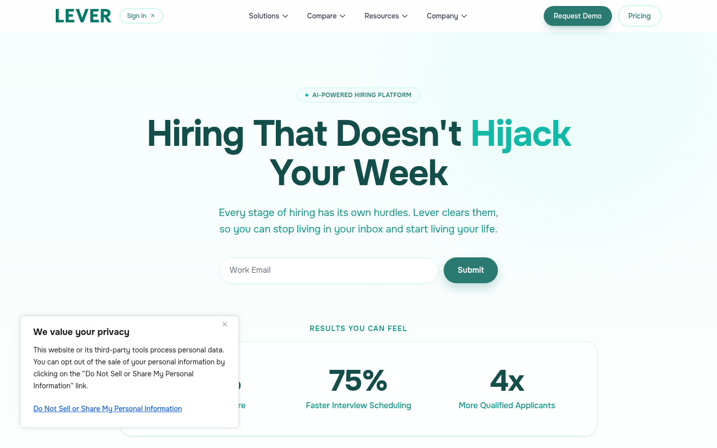 Lever modern recruiting software product page