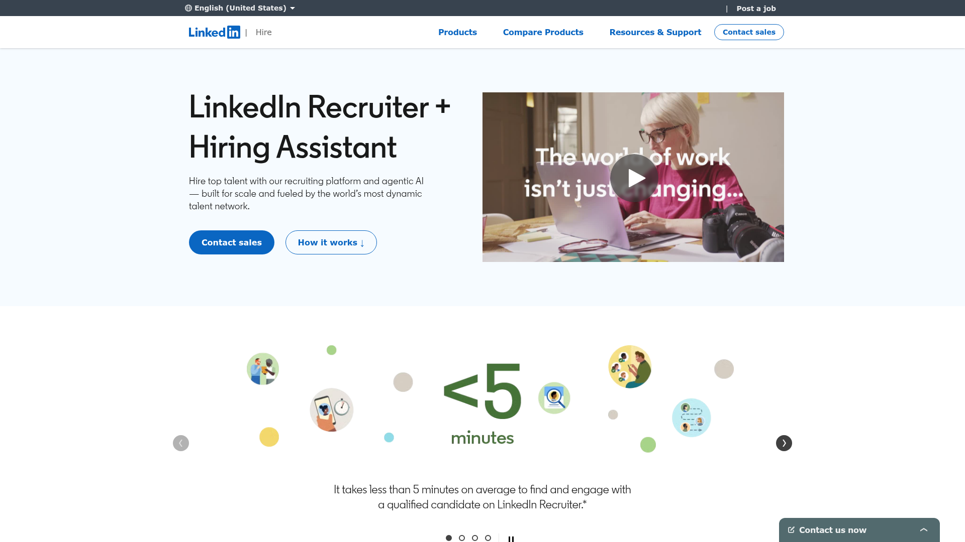 LinkedIn Talent Solutions Recruiter homepage for professional network sourcing