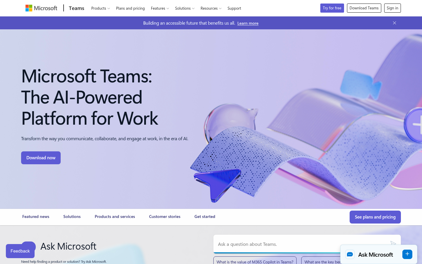 Microsoft Teams video conferencing and meetings platform