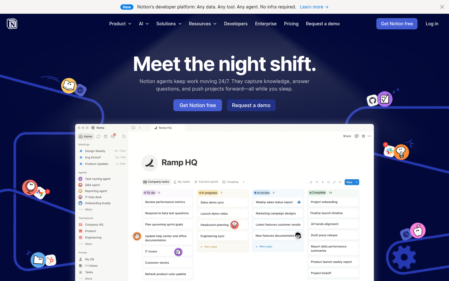 Notion AI workspace homepage