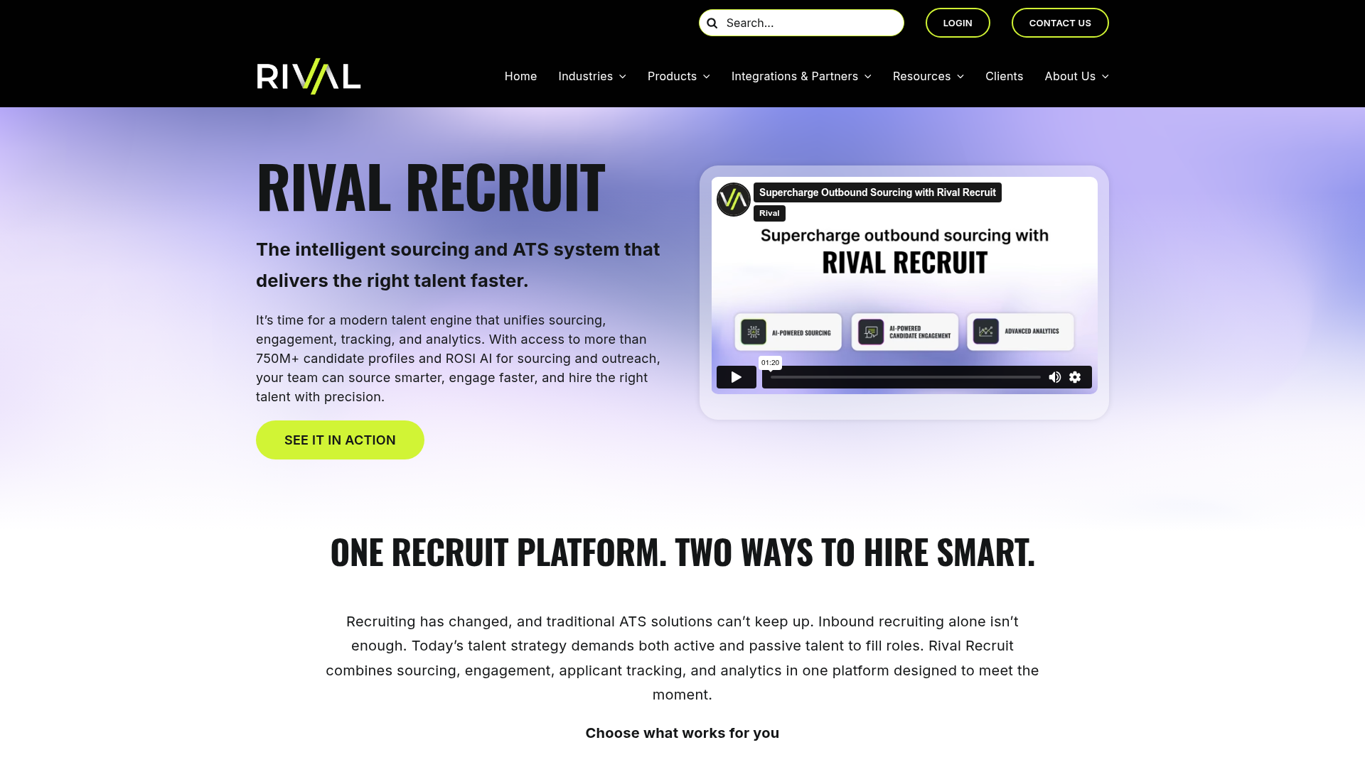Rival Recruit AI recruiting tools homepage for talent sourcing and operations