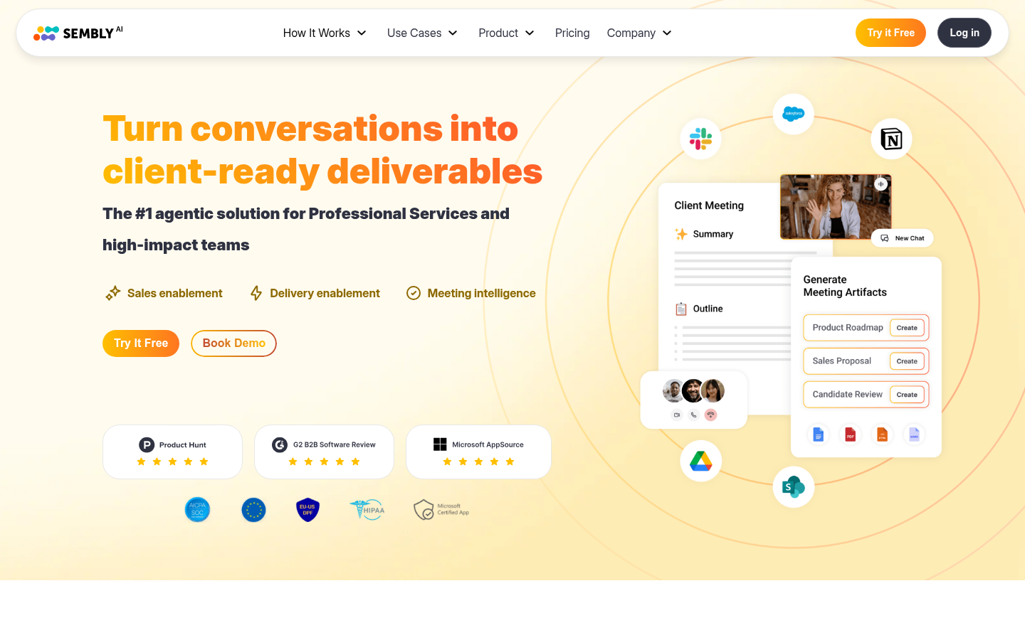 Sembly AI agentic meeting solution for professional services