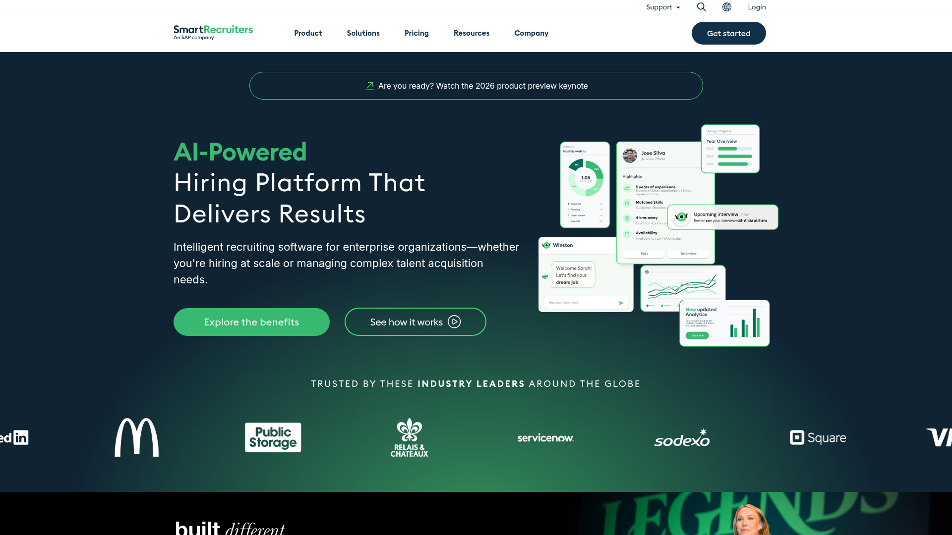 SmartRecruiters talent acquisition and AI-powered hiring platform homepage