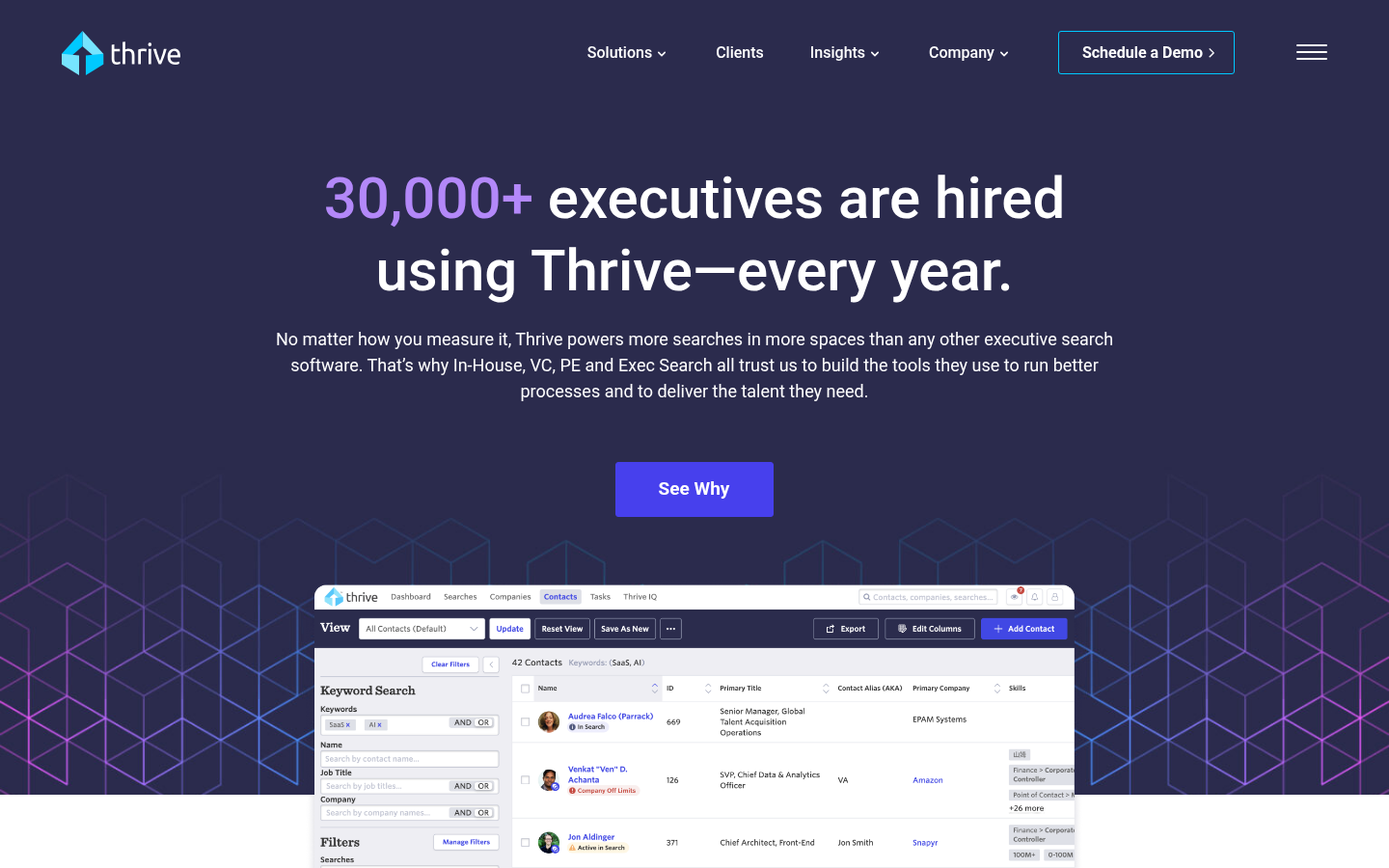 Thrive TRM talent relationship management product page