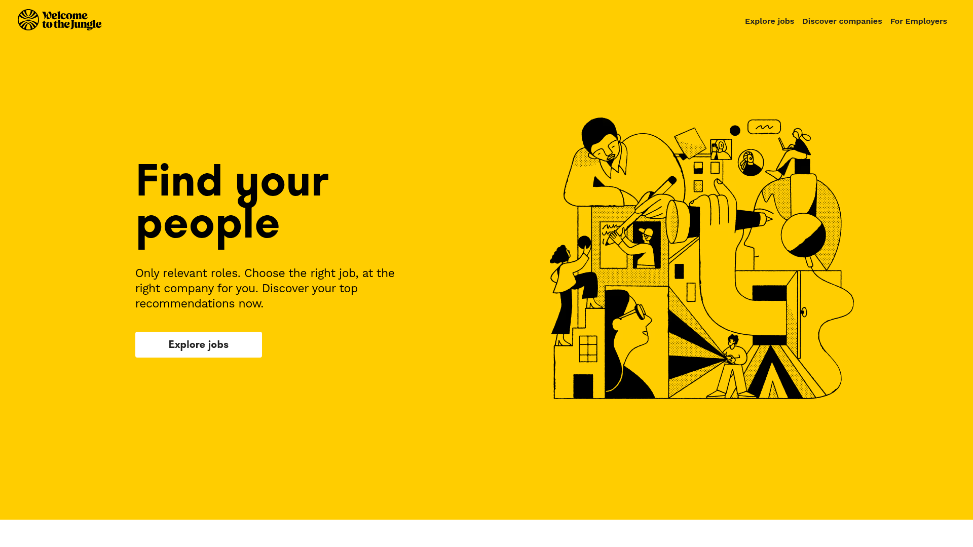 Welcome to the Jungle job matching platform homepage for tech roles