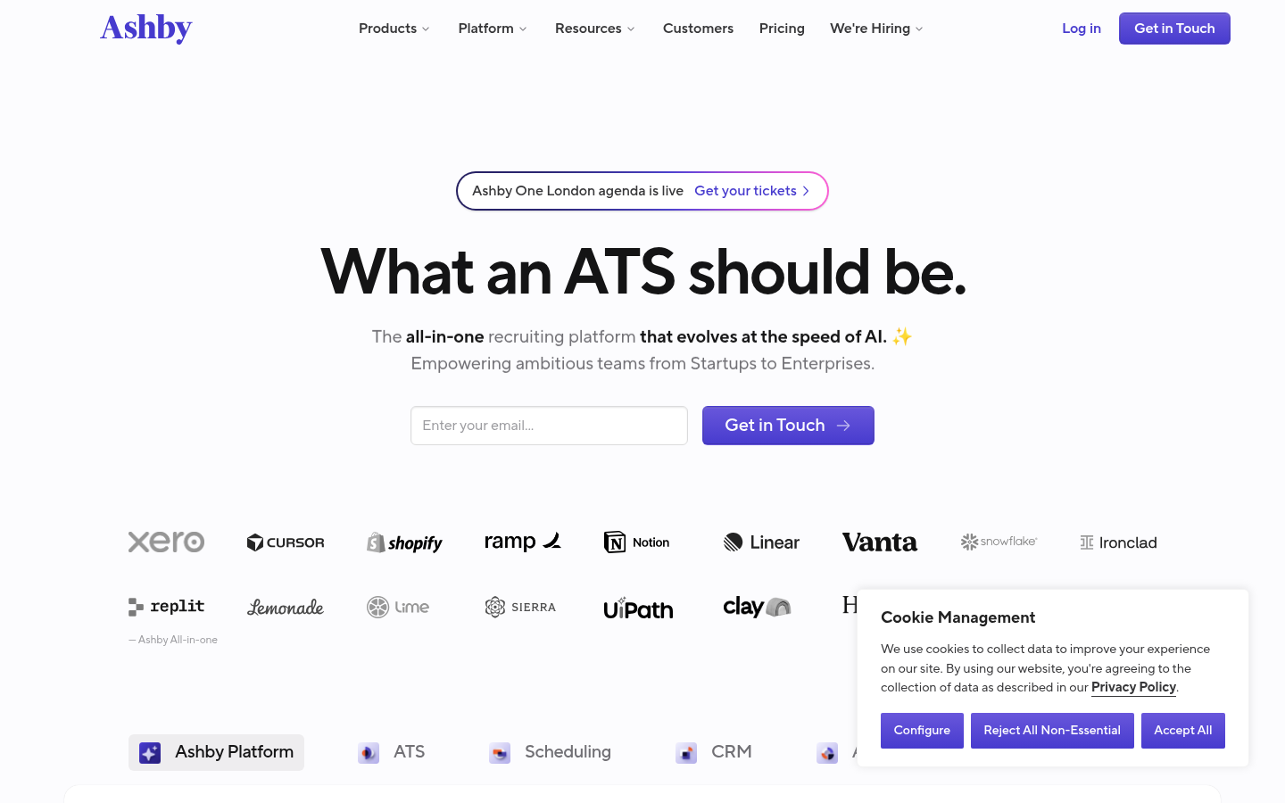 Ashby product homepage