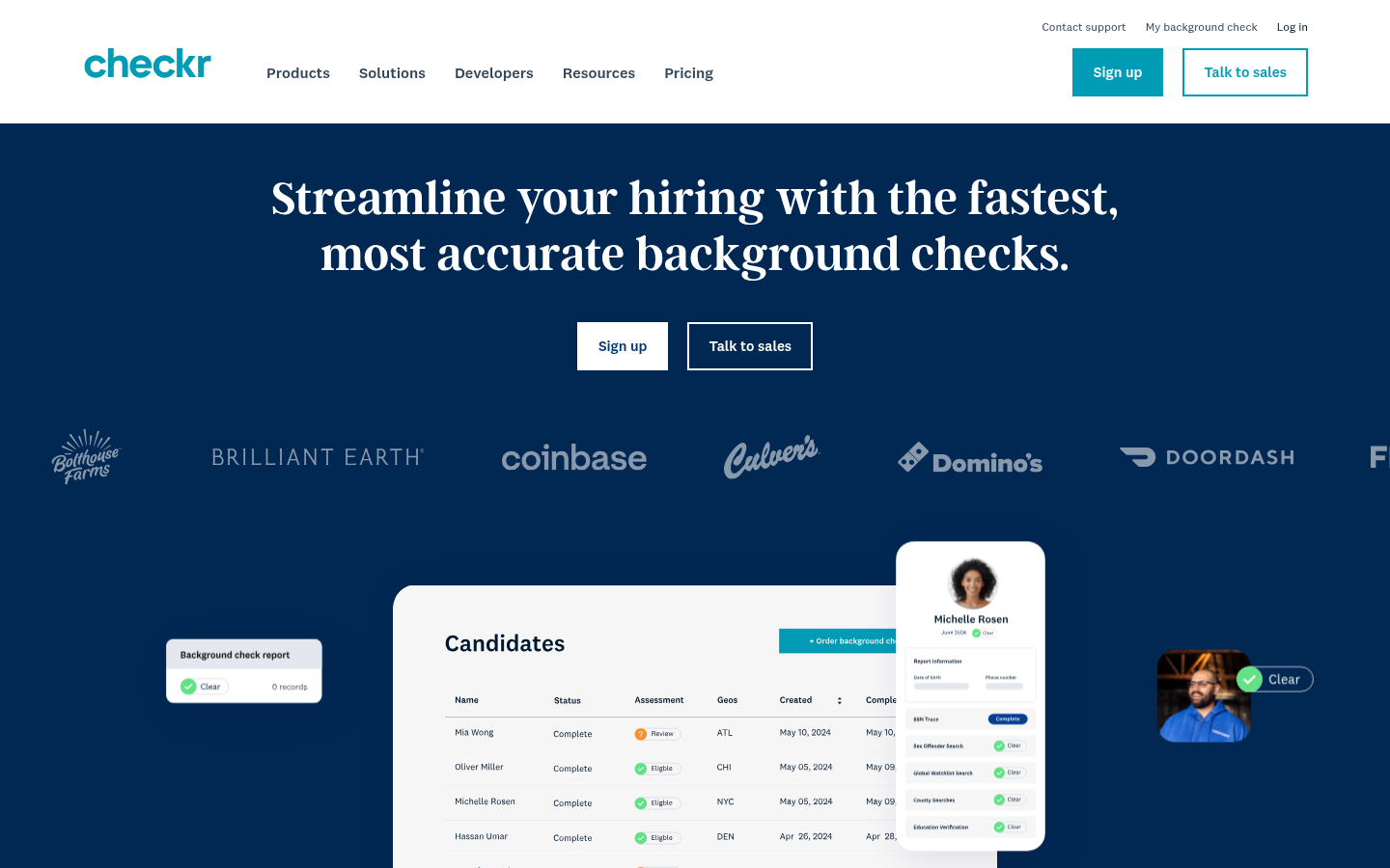 Checkr product homepage