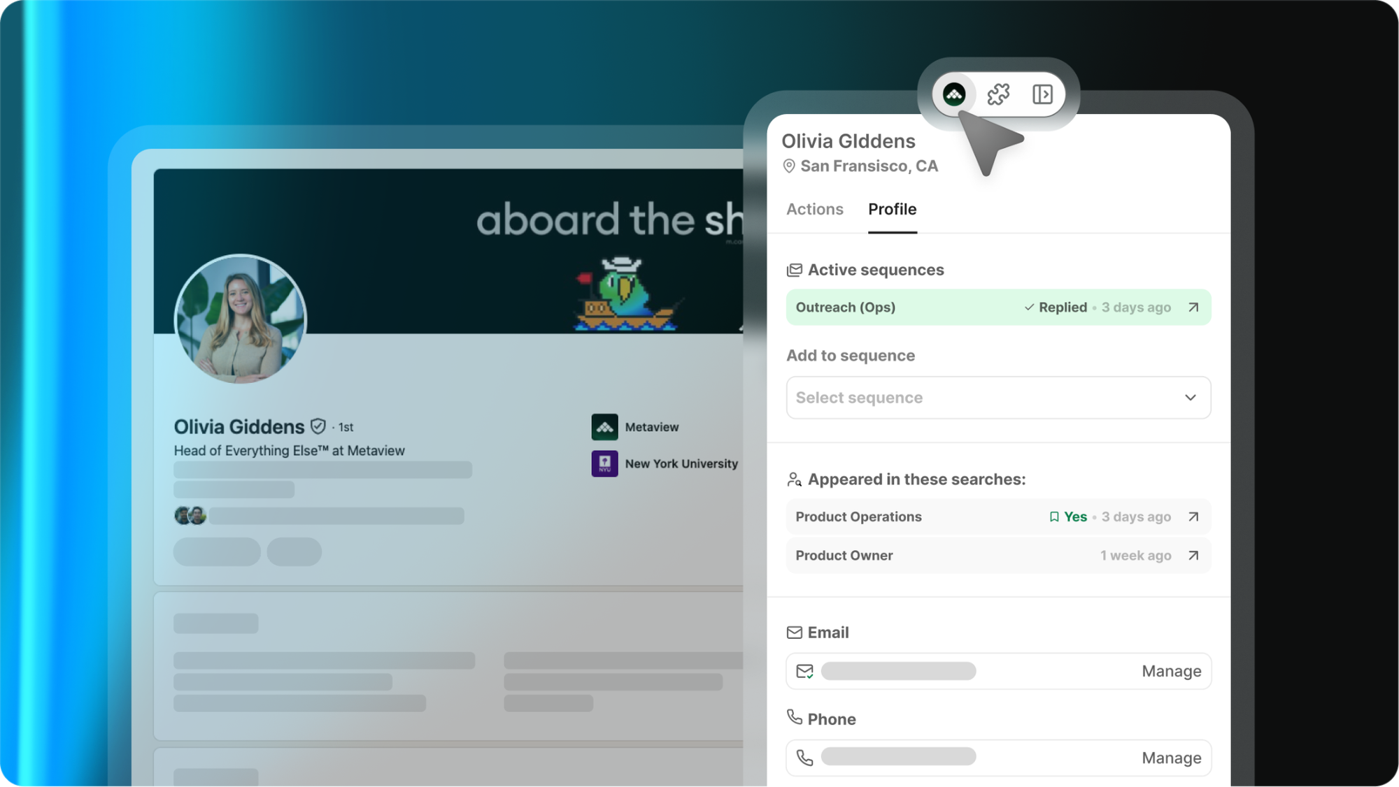 Run Metaview's Sourcing sequences directly using the LinkedIn browser extension.