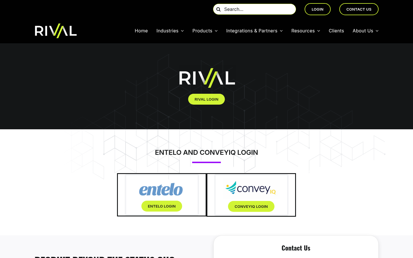 Rival product page, which now hosts Entelo Recruit