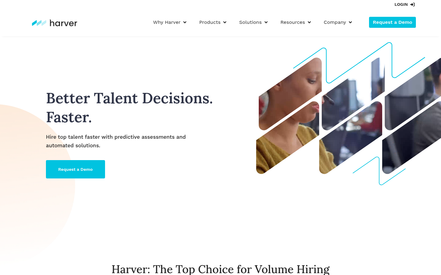 Harver talent assessment platform homepage