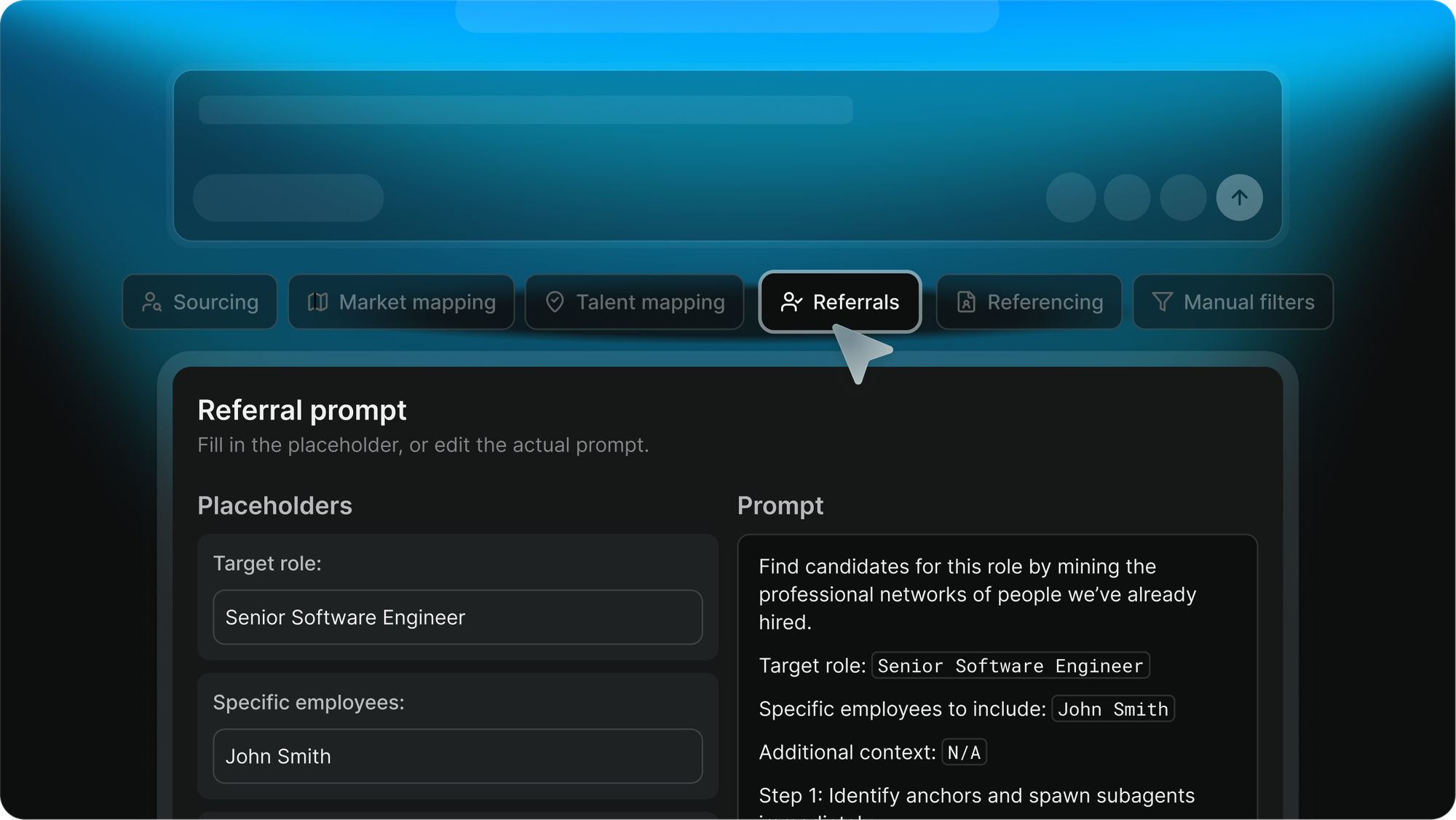 Referrals inside Metaview's Sourcing platform