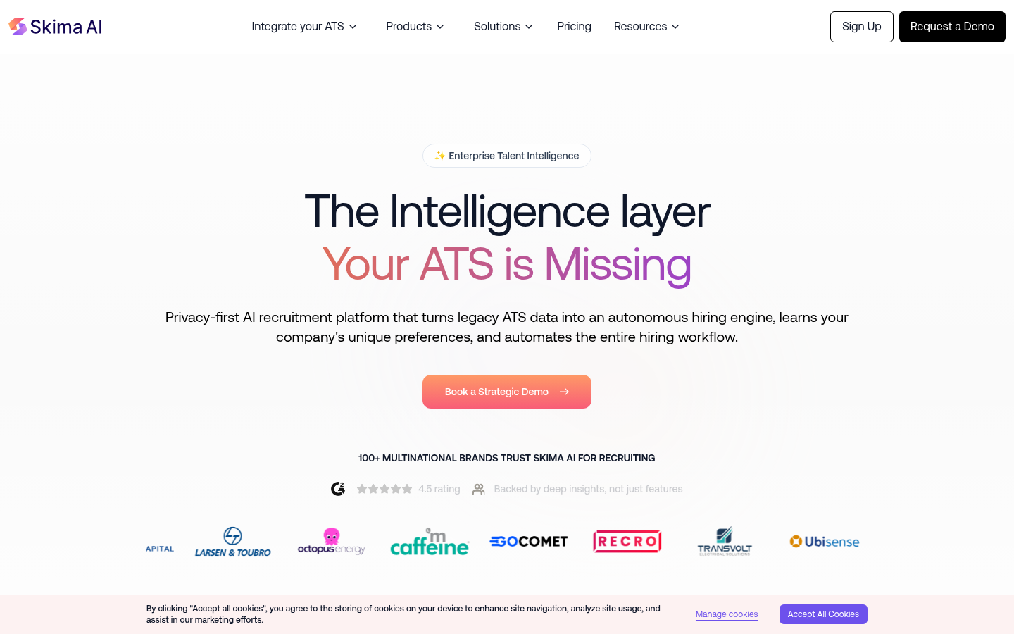 Skima AI product homepage