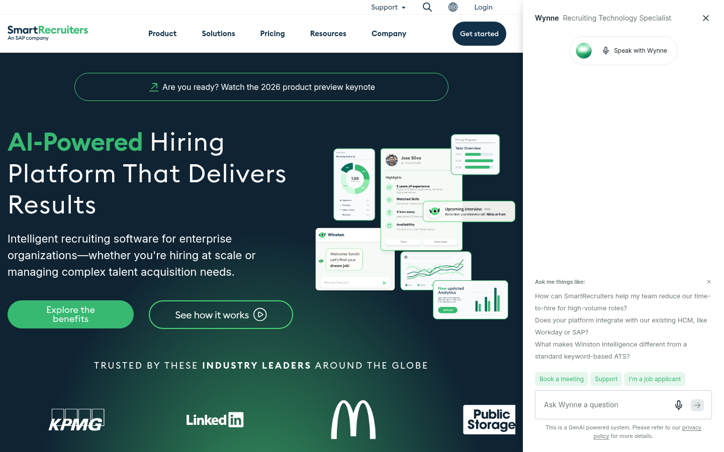 SmartRecruiters product homepage