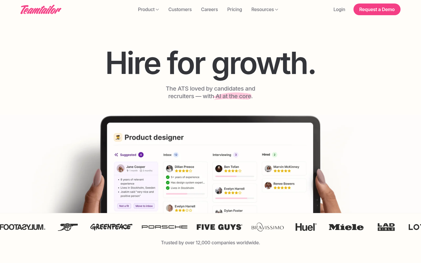 Teamtailor product homepage