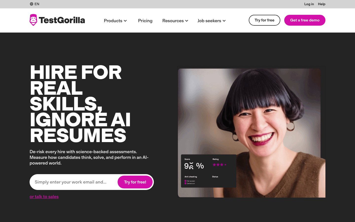 TestGorilla product homepage