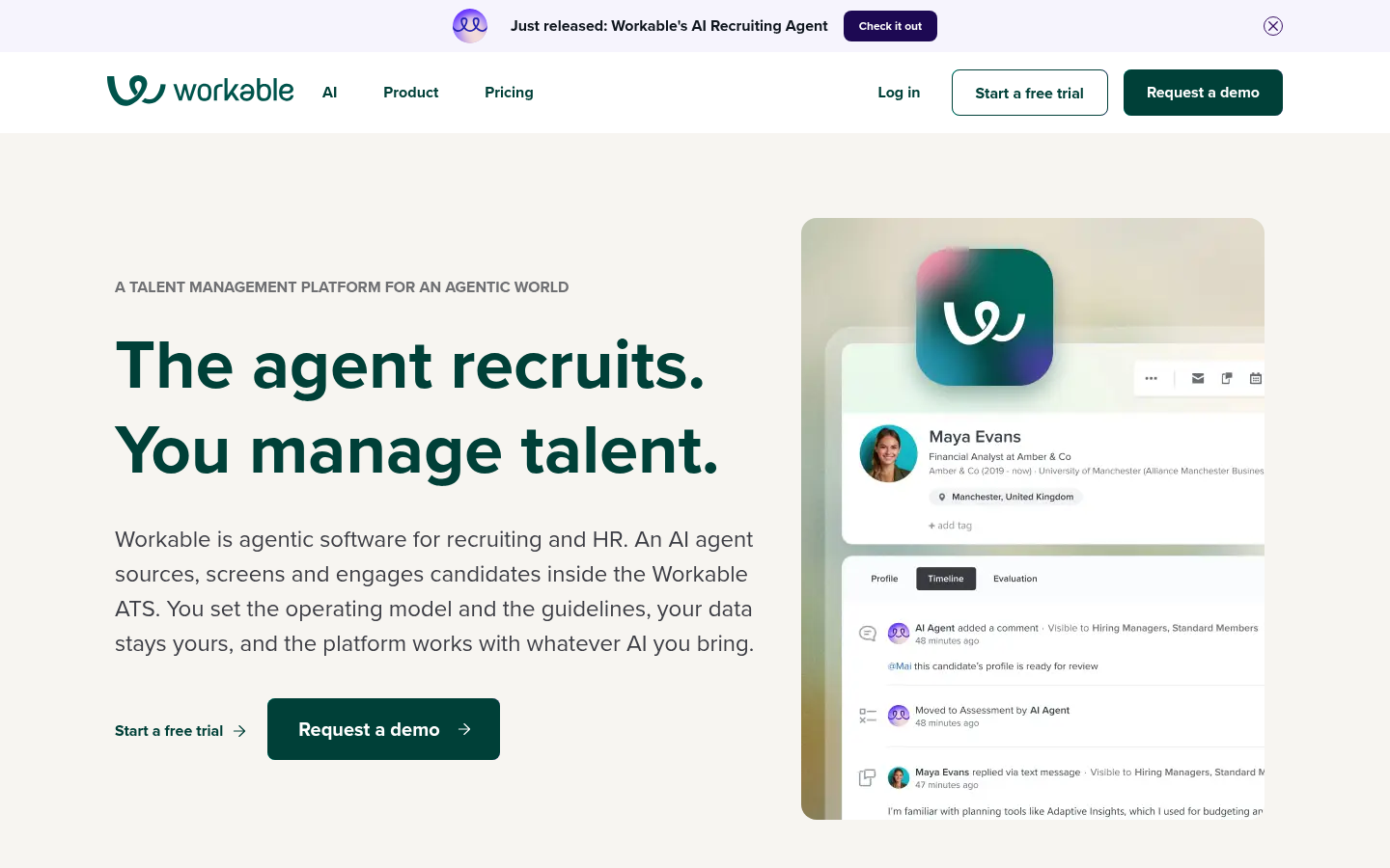Workable product homepage